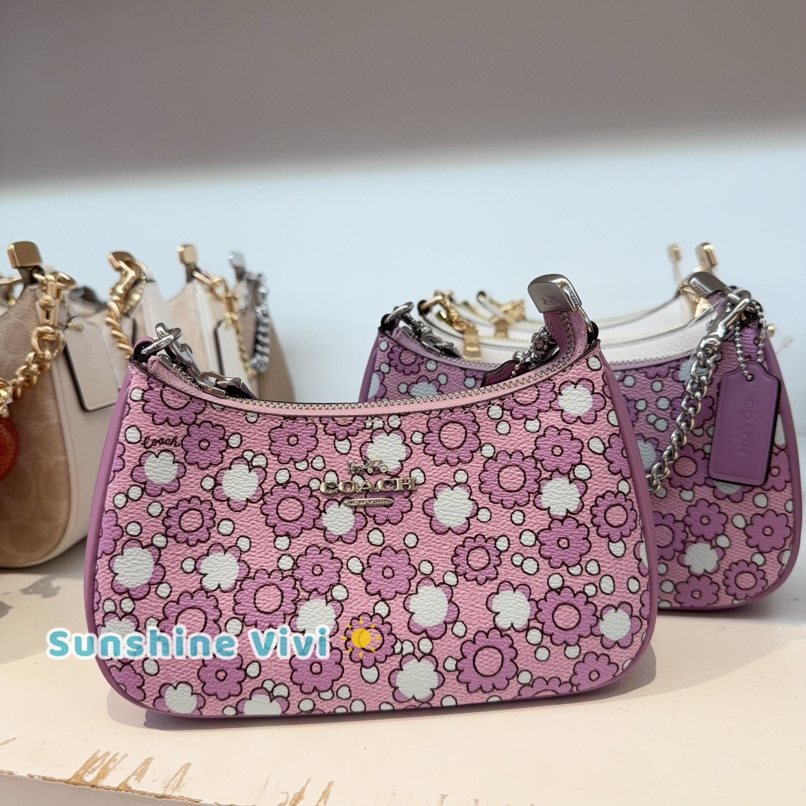 Nwt Coach Teri Mini Crossbody Bag With Floral Print Sv/Lily Multi Cbg64